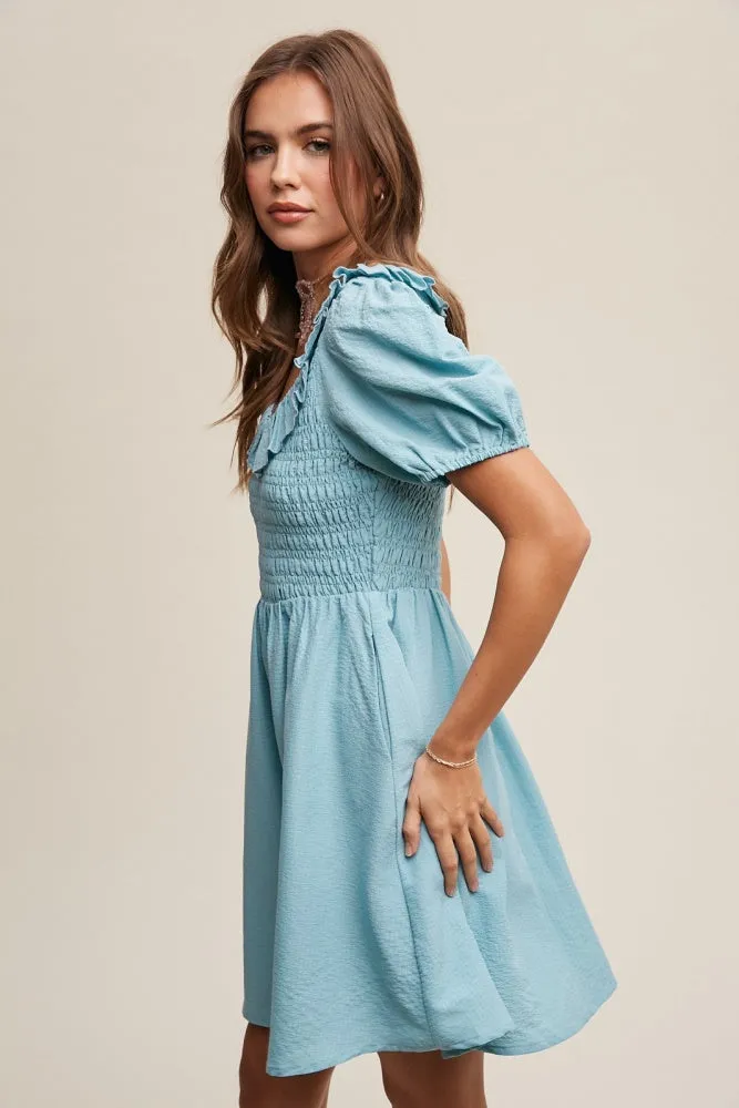 Light Blue Ruffled Peplum Mini Dress sold by Pinkblush product image thumbnail 2
