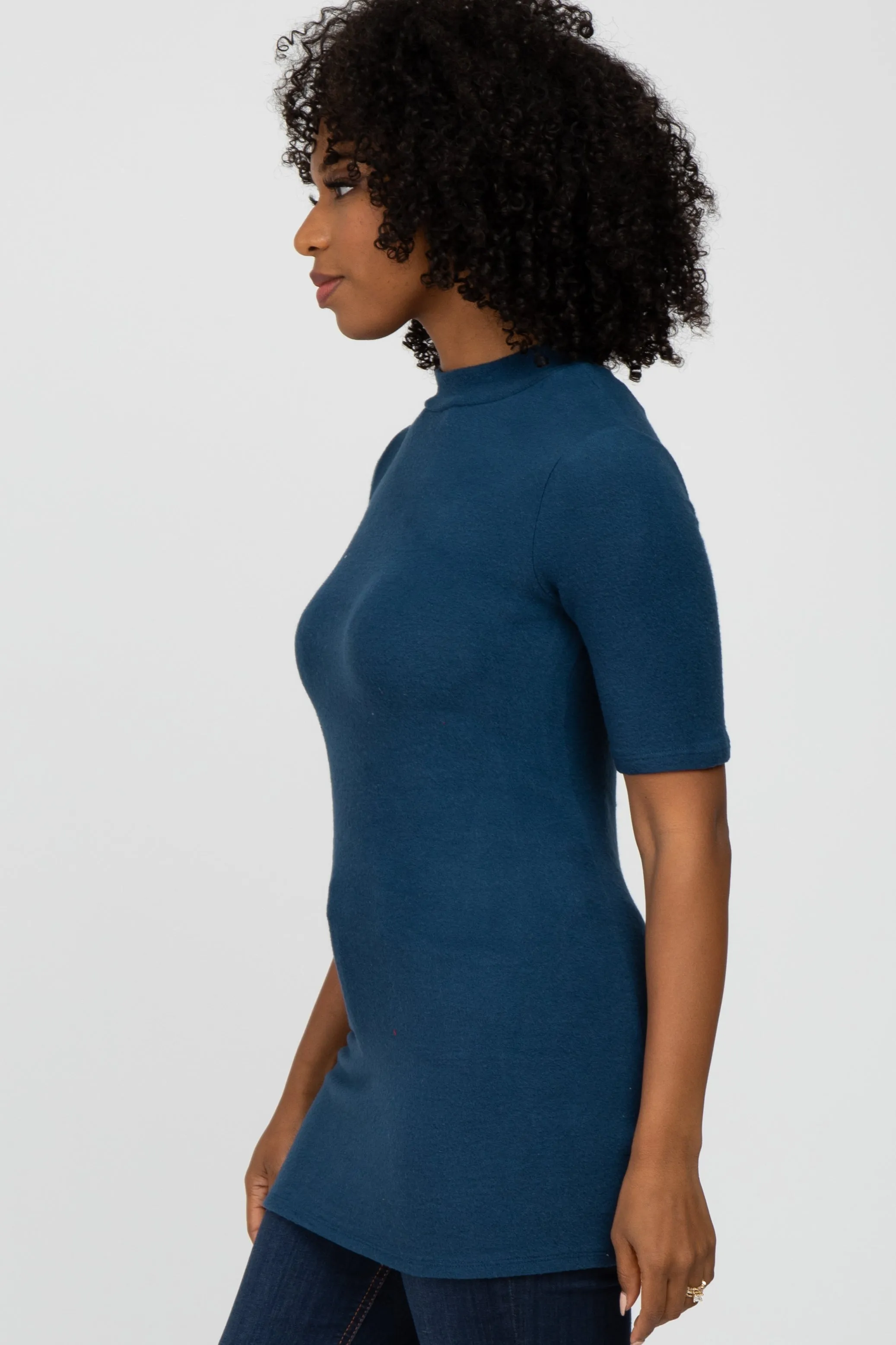 Teal Soft Brushed Knit Mock Neck Top sold by Pinkblush product image thumbnail 2