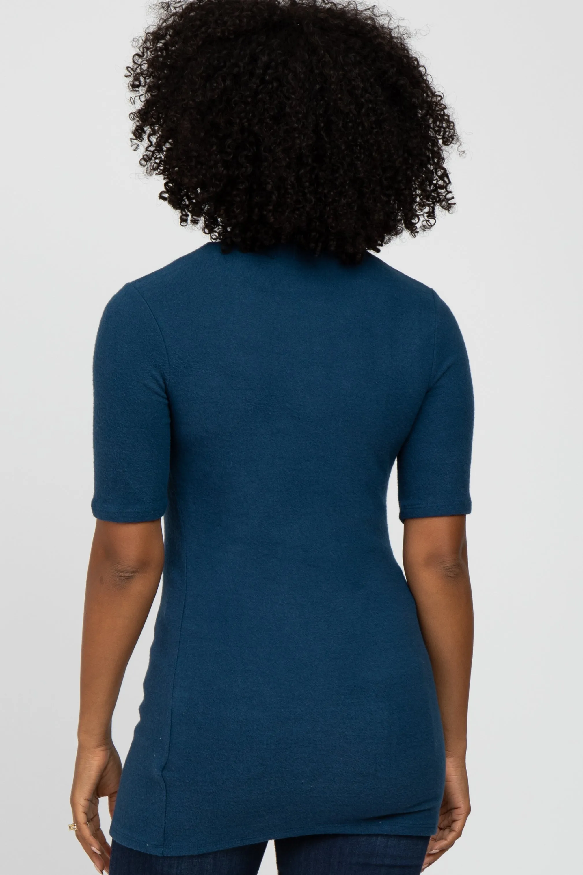 Teal Soft Brushed Knit Mock Neck Top sold by Pinkblush product image thumbnail 3