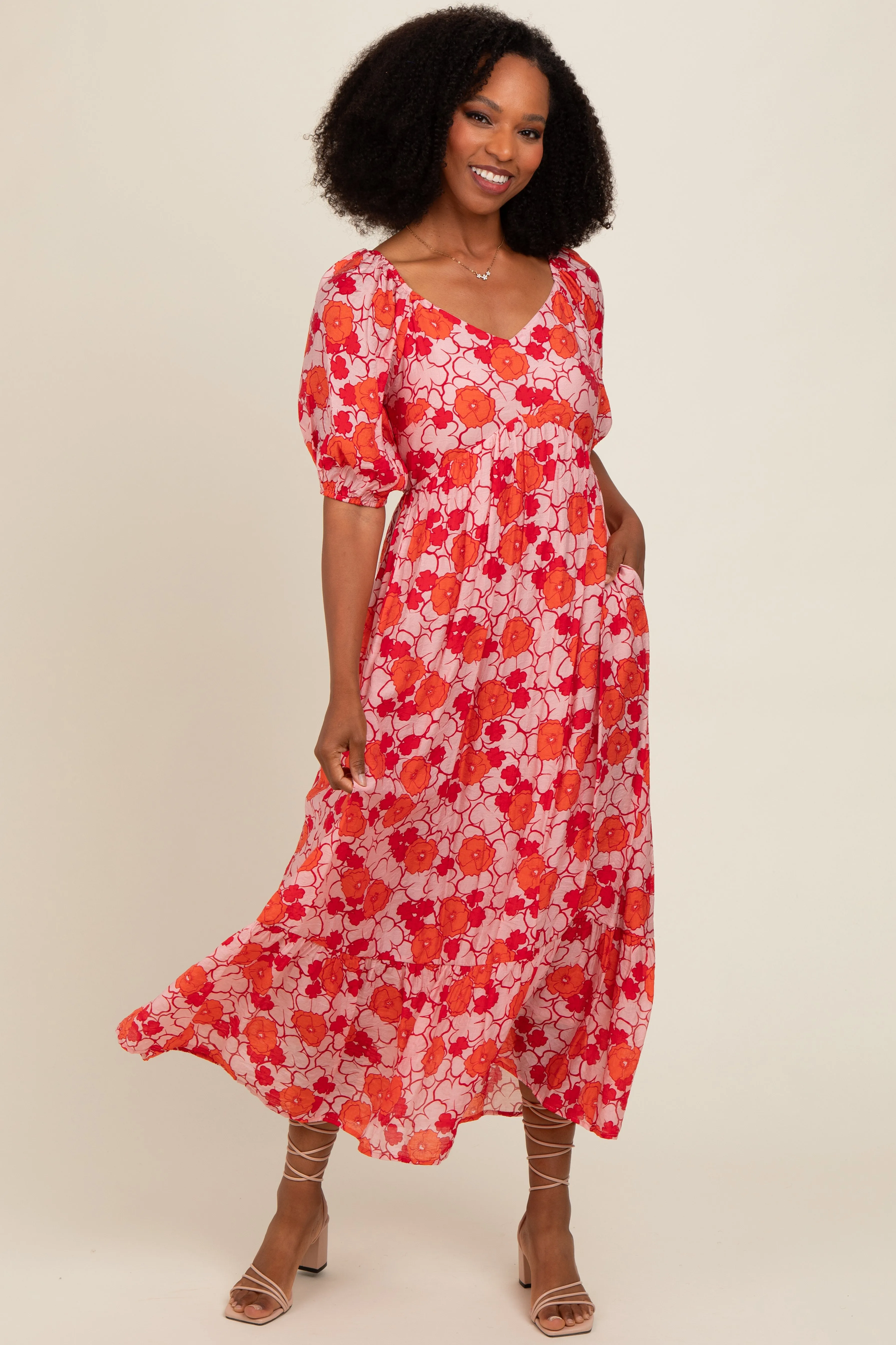 Pink Floral Midi Dress sold by Pinkblush