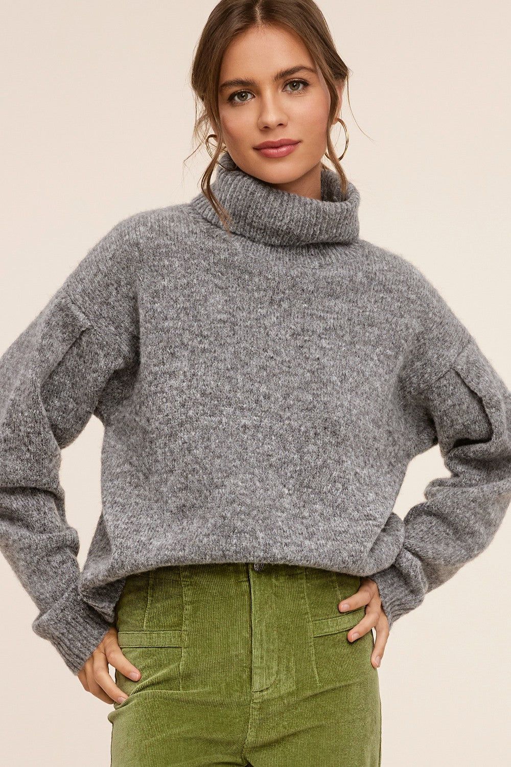 Charcoal Turtleneck Sweater sold by Pinkblush