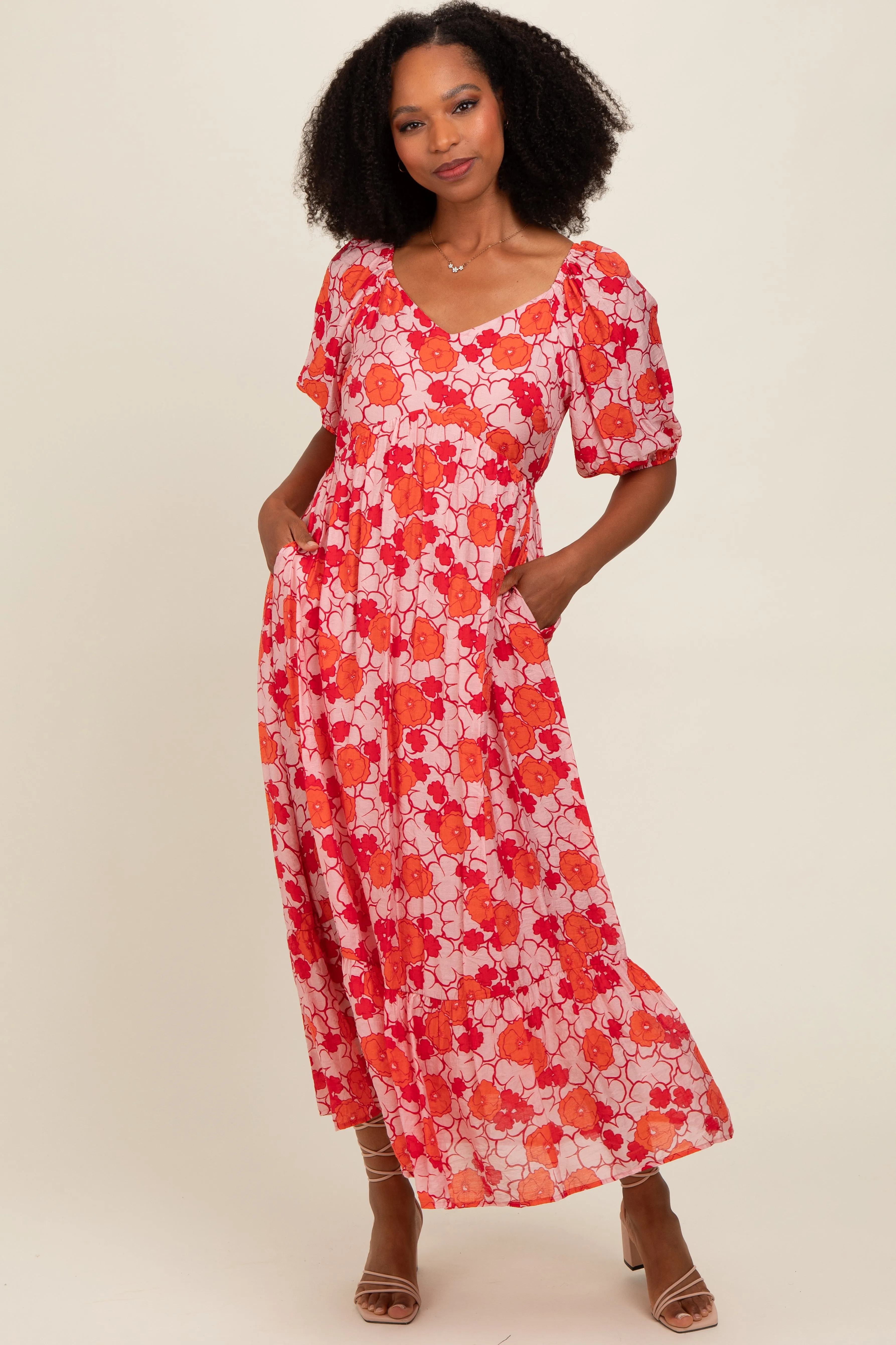 Pink Floral Midi Dress sold by Pinkblush product image thumbnail 2