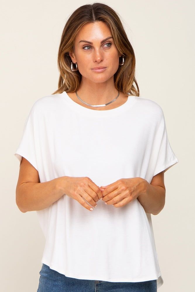 White Oversized Boxy Top sold by Pinkblush