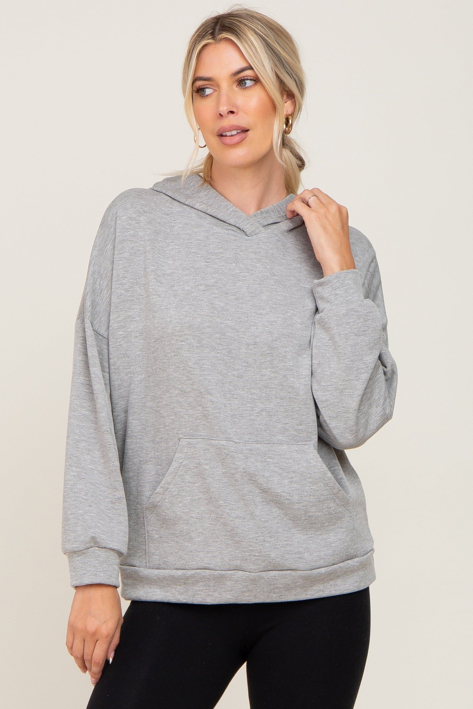 Heather Grey Hooded Sweatshirt sold by Pinkblush