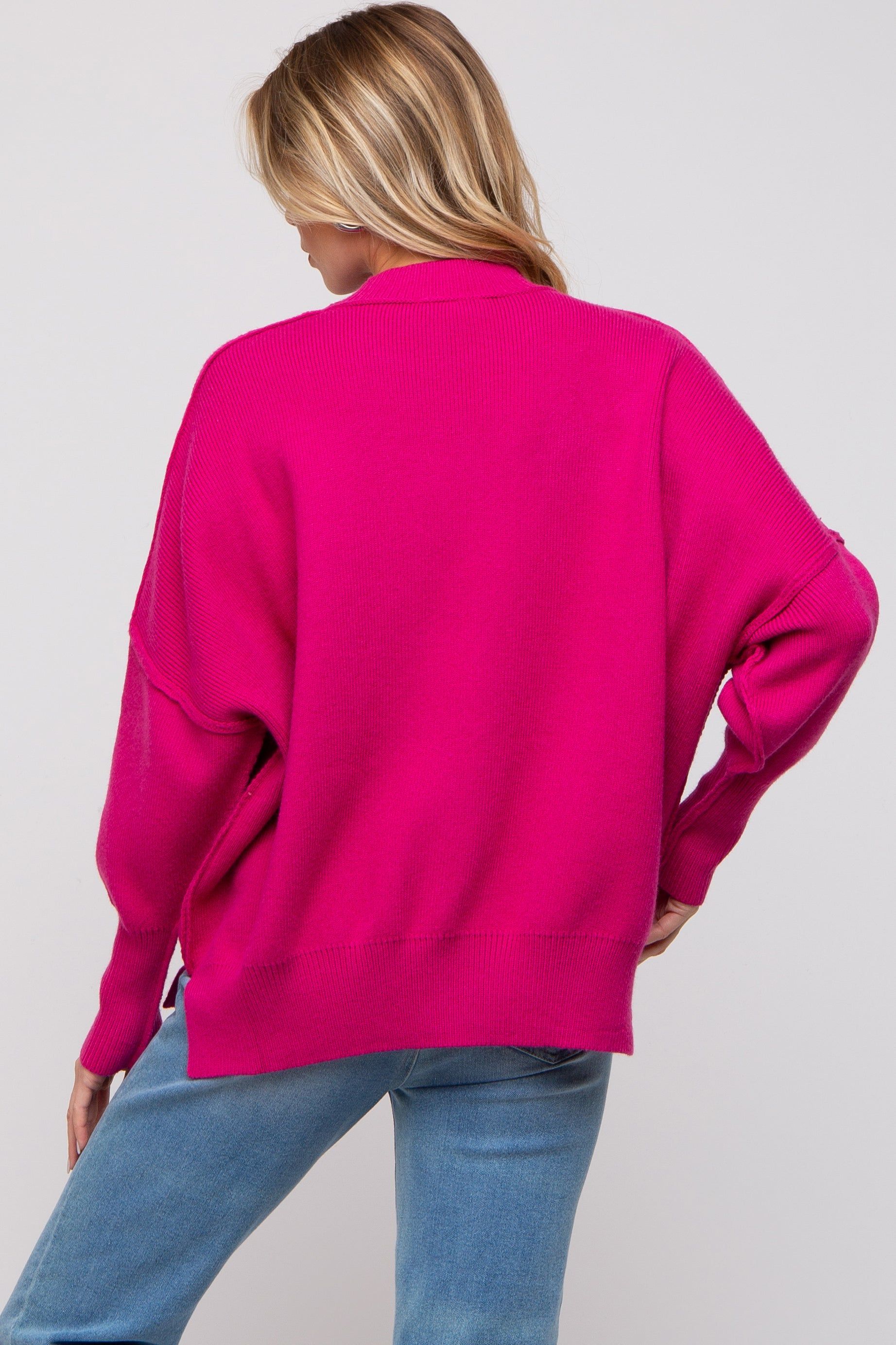 Magenta Knit Mock Neck Maternity Sweater sold by Pinkblush product image thumbnail 3