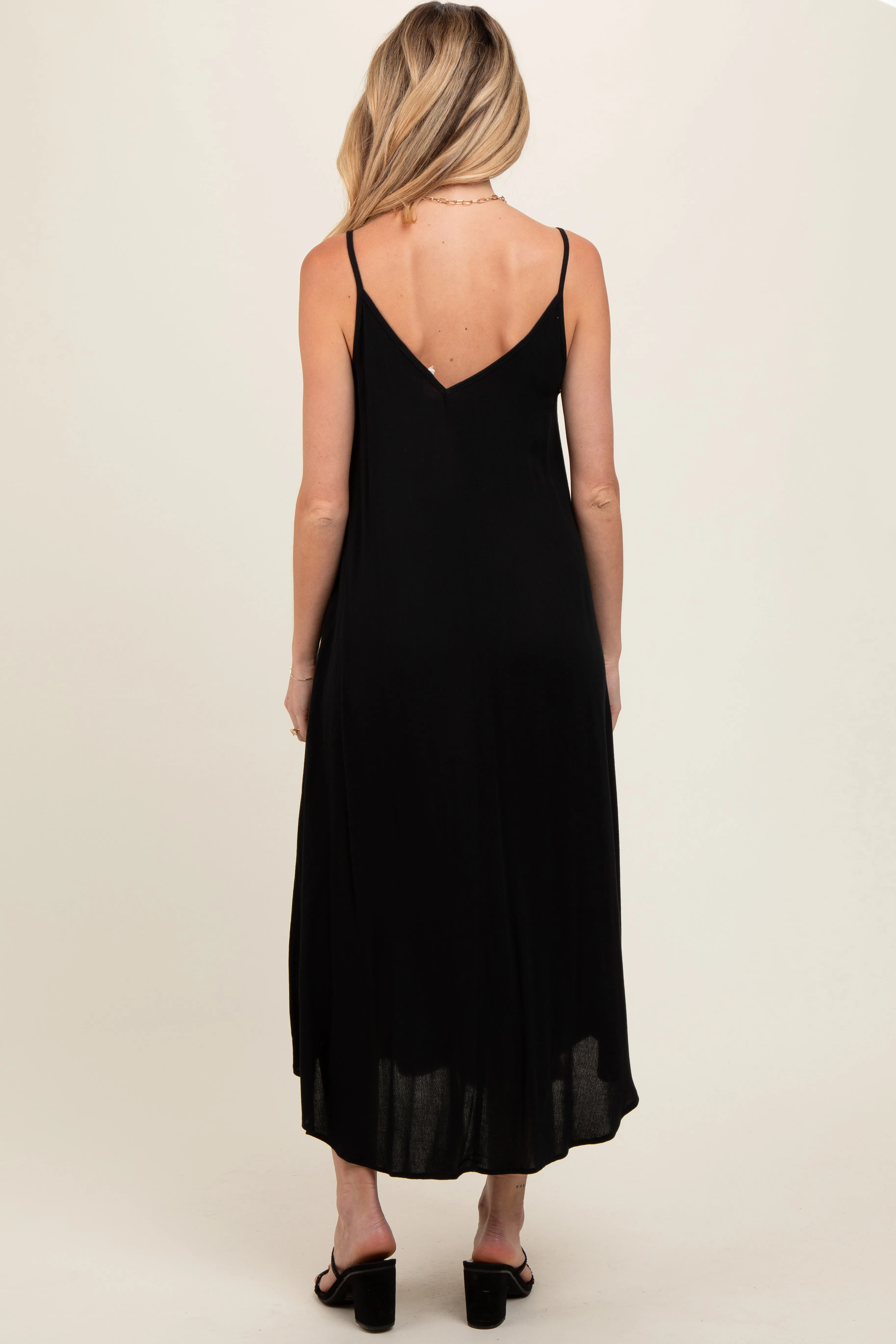 Black Lightweight Sleeveless V-Neck Maternity Maxi Dress sold by Pinkblush product image thumbnail 3