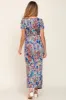 Royal Blue Multi-Color Floral Side Slit Maternity Maxi Dress sold by Pinkblush