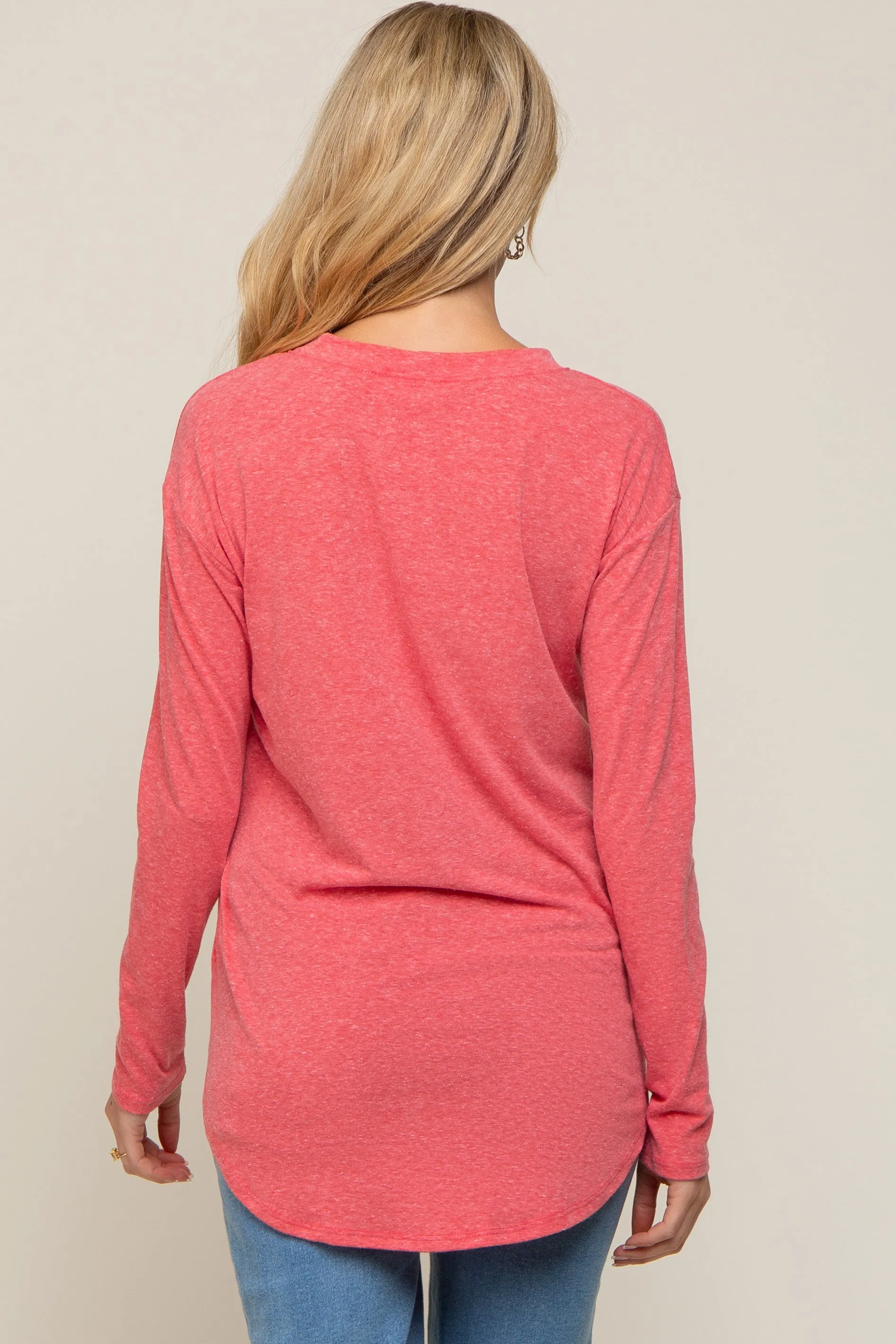 Red Long Sleeve Curved Hem Maternity Top sold by Pinkblush product image thumbnail 3