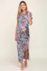 Royal Blue Multi-Color Floral Side Slit Maternity Maxi Dress sold by Pinkblush
