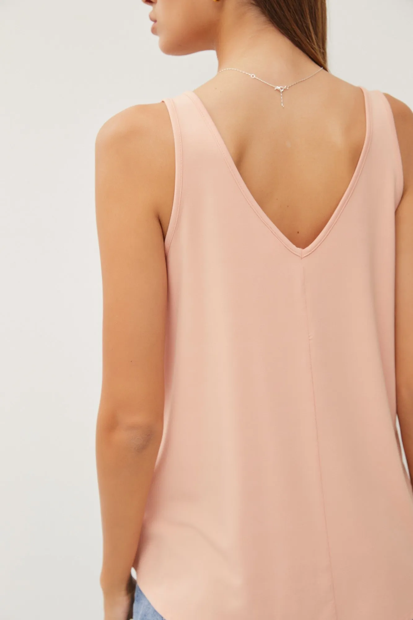 Peach V-Neck Tank Top sold by Pinkblush product image thumbnail 2