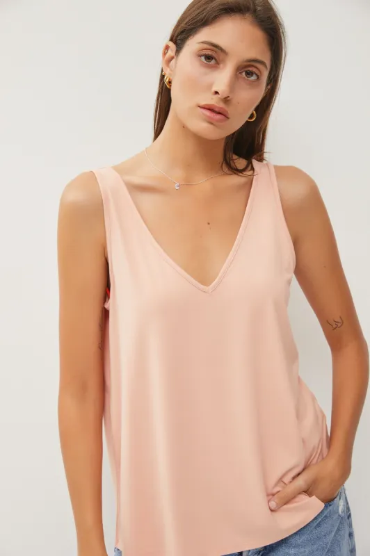 Peach V-Neck Tank Top sold by Pinkblush
