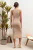 Mocha Sleeveless Ribbed Knit Midi Dress sold by Pinkblush