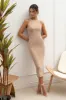 Mocha Sleeveless Ribbed Knit Midi Dress sold by Pinkblush