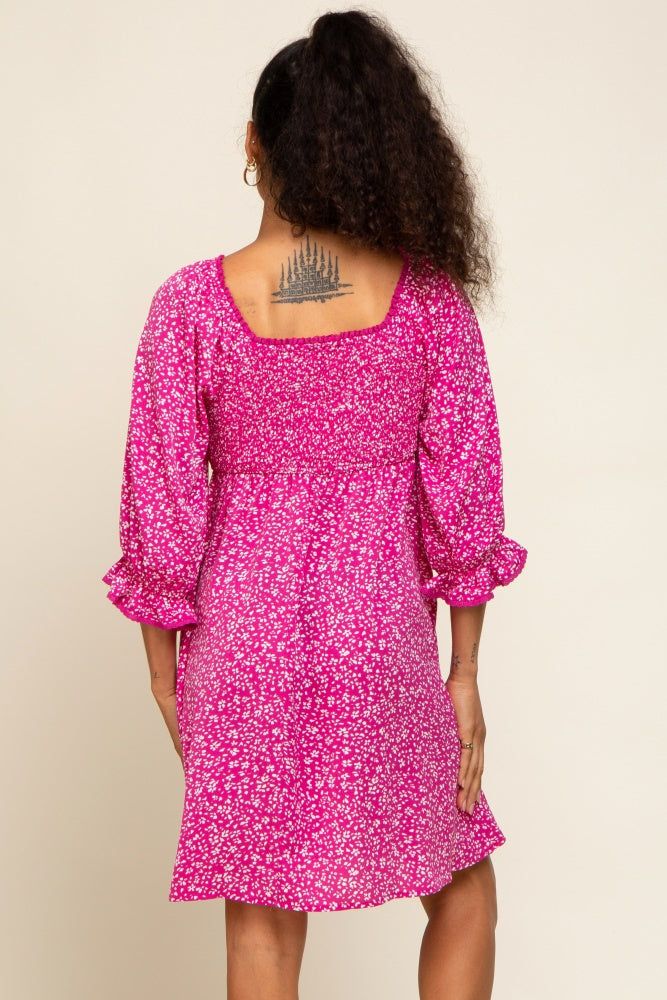 Magenta Floral 3/4 Sleeve Dress sold by Pinkblush product image thumbnail 3