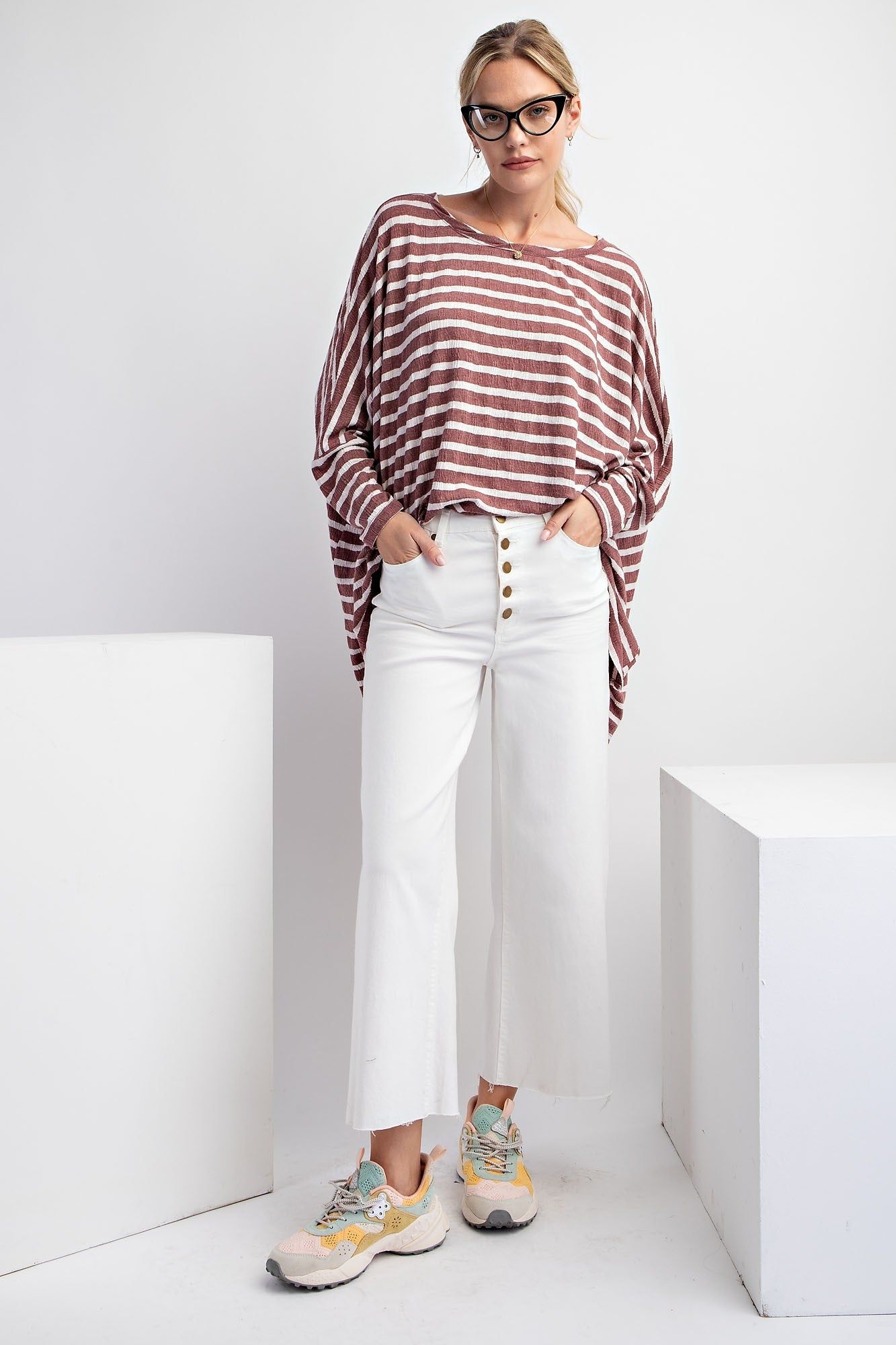 Faded Plum Stripe Oversized Top sold by Pinkblush product image thumbnail 2