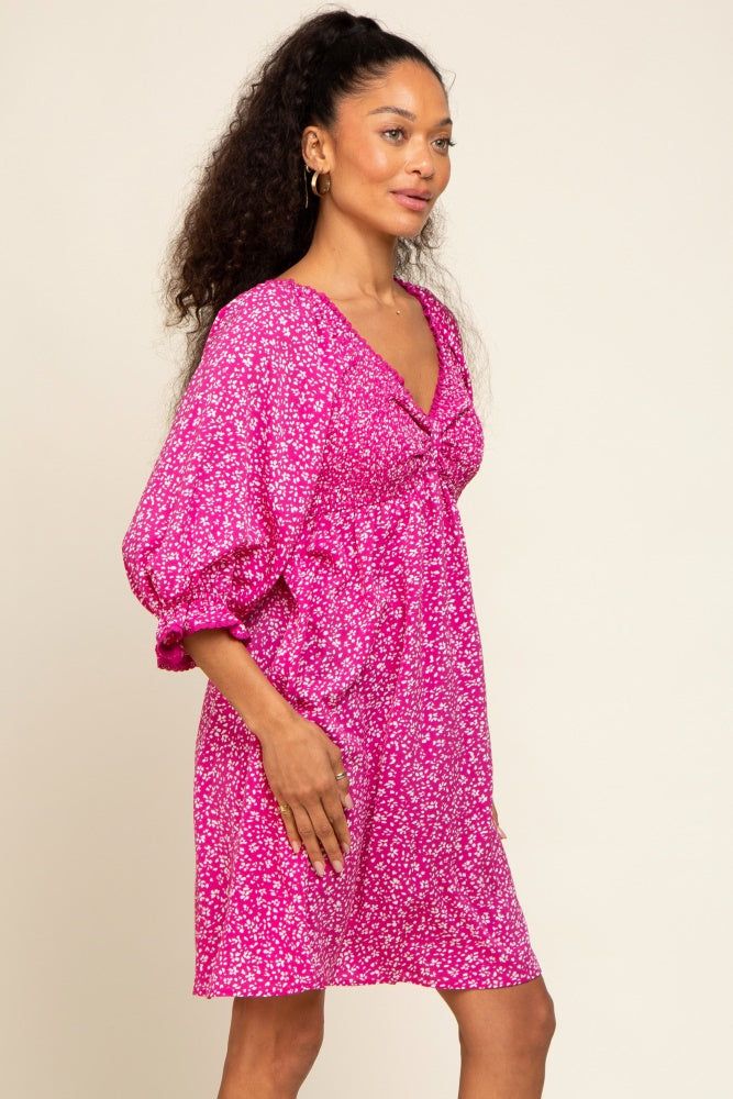 Magenta Floral 3/4 Sleeve Dress sold by Pinkblush product image thumbnail 2