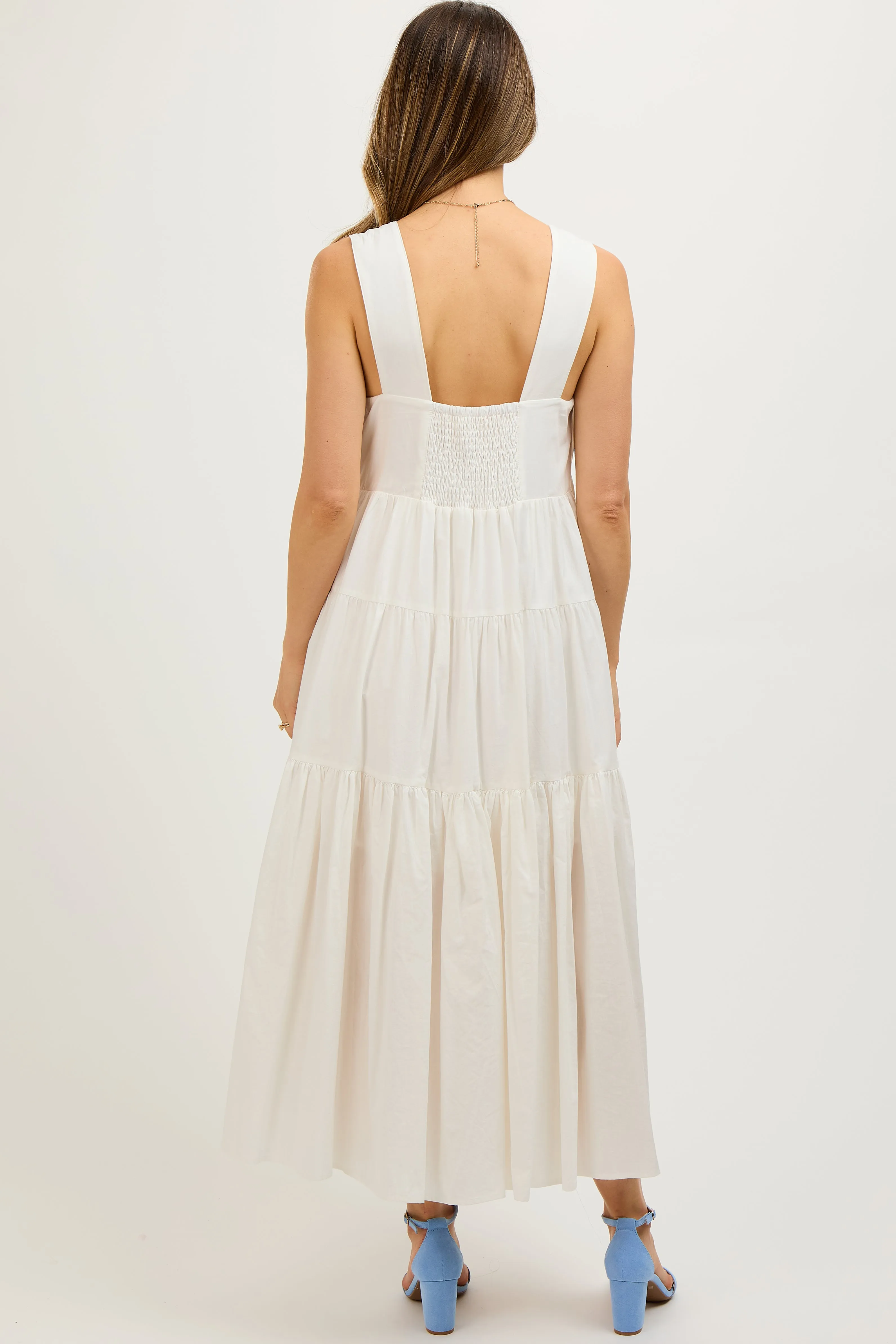 White Tiered Maternity Maxi Dress sold by Pinkblush product image thumbnail 3