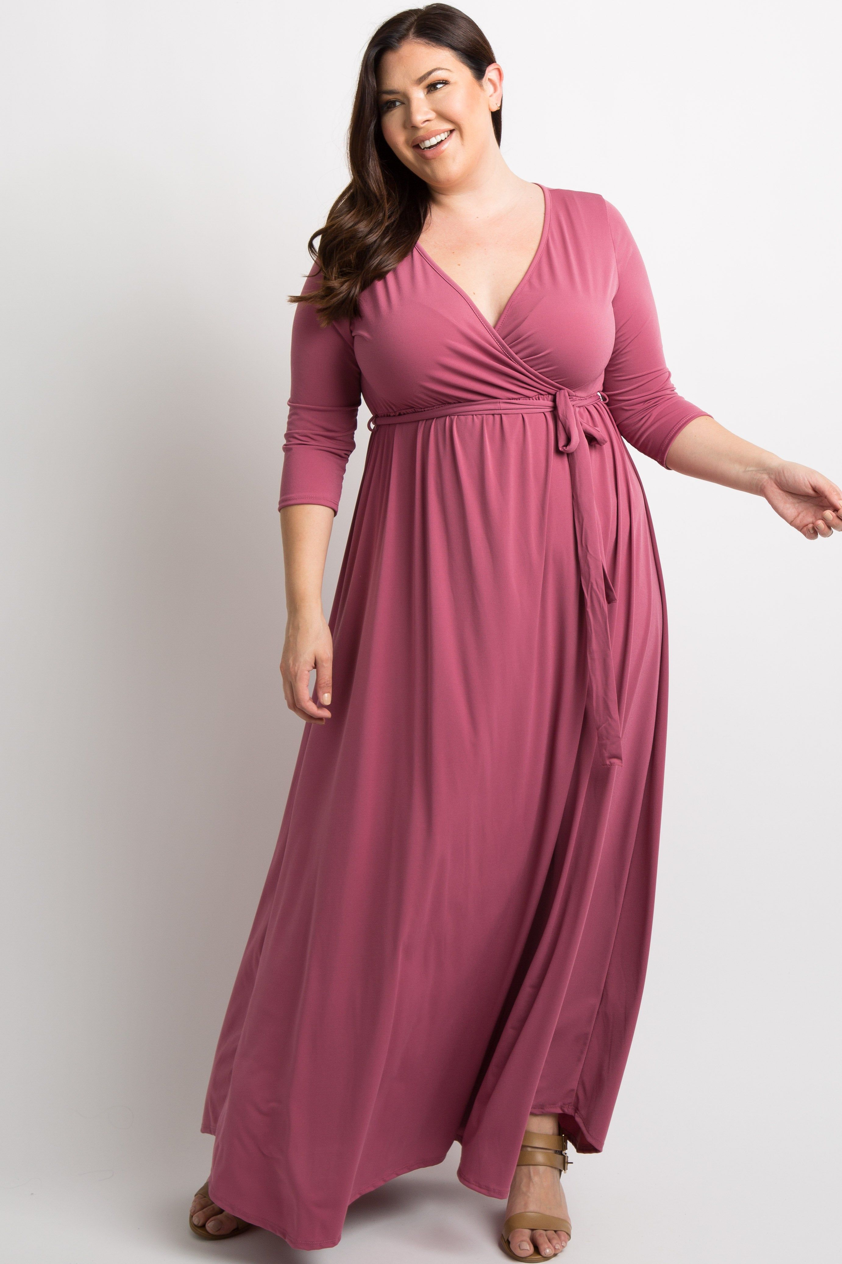 PinkBlush Mauve Sash Tie Wrap Plus Maternity Maxi Dress sold by Pinkblush product image thumbnail 7