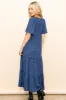 Blue Ditsy Floral Smocked Ruffle Tiered Midi Dress sold by Pinkblush