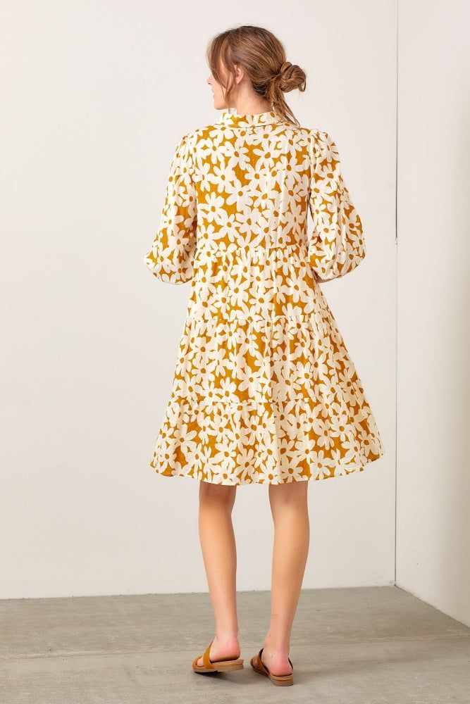 Camel Daisy Poplin Tiered Dress sold by Pinkblush product image thumbnail 4
