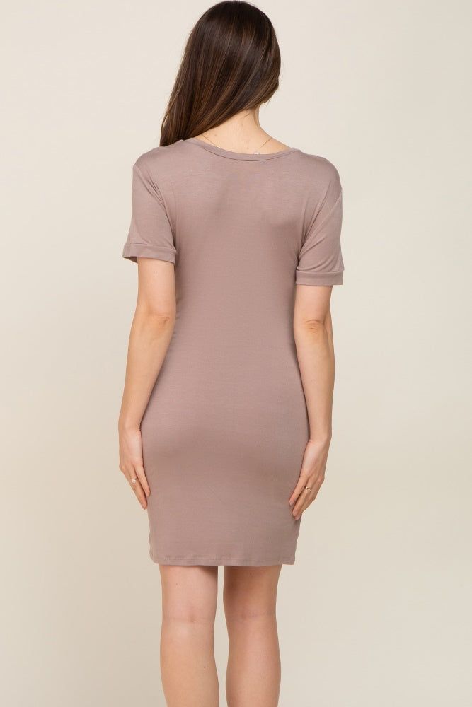 Mocha Ruched Tie Maternity Dress sold by Pinkblush product image thumbnail 4