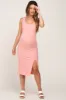 Light Pink Ribbed Back Cutout Maternity Midi Dress sold by Pinkblush