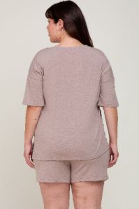Taupe Pocket Front Plus Pajama Short Set sold by Pinkblush