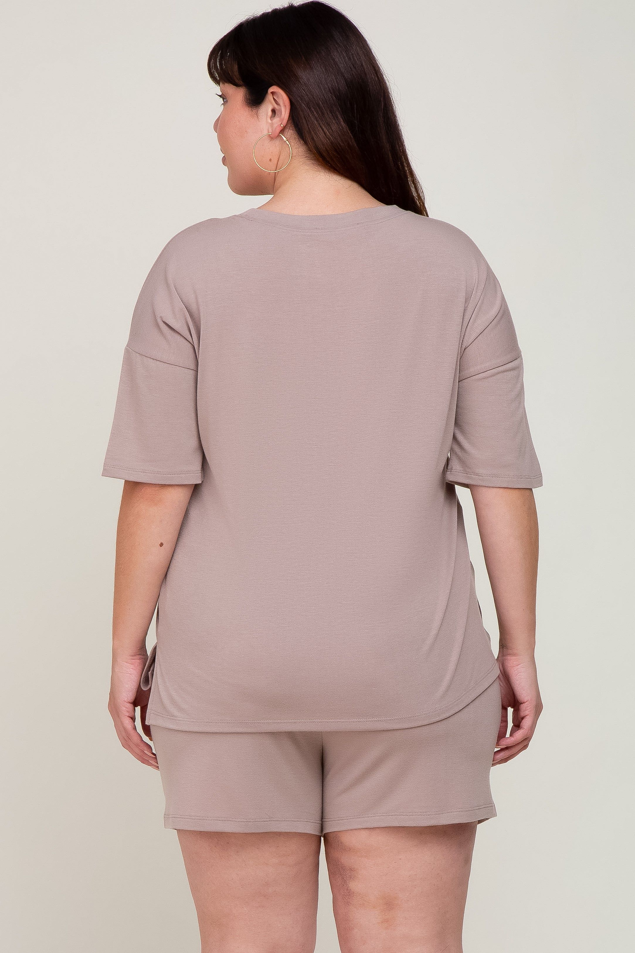 Taupe Pocket Front Plus Pajama Short Set sold by Pinkblush product image thumbnail 3