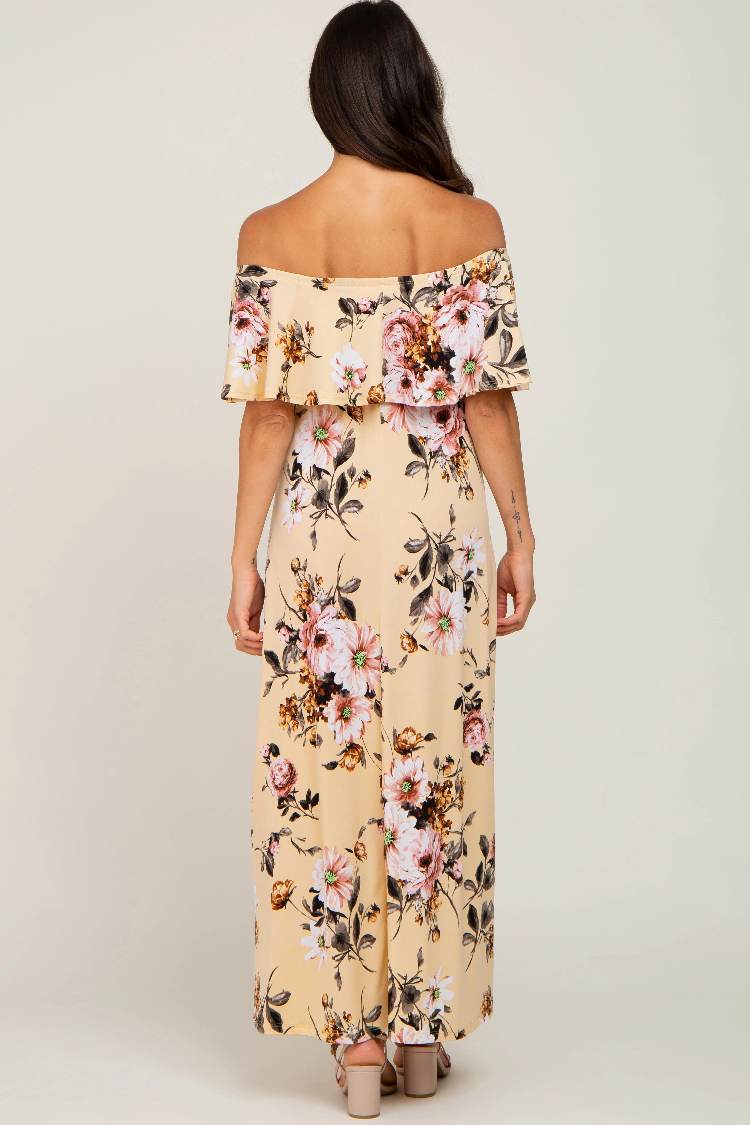 Yellow Floral Off Shoulder Maxi Dress sold by Pinkblush product image thumbnail 3