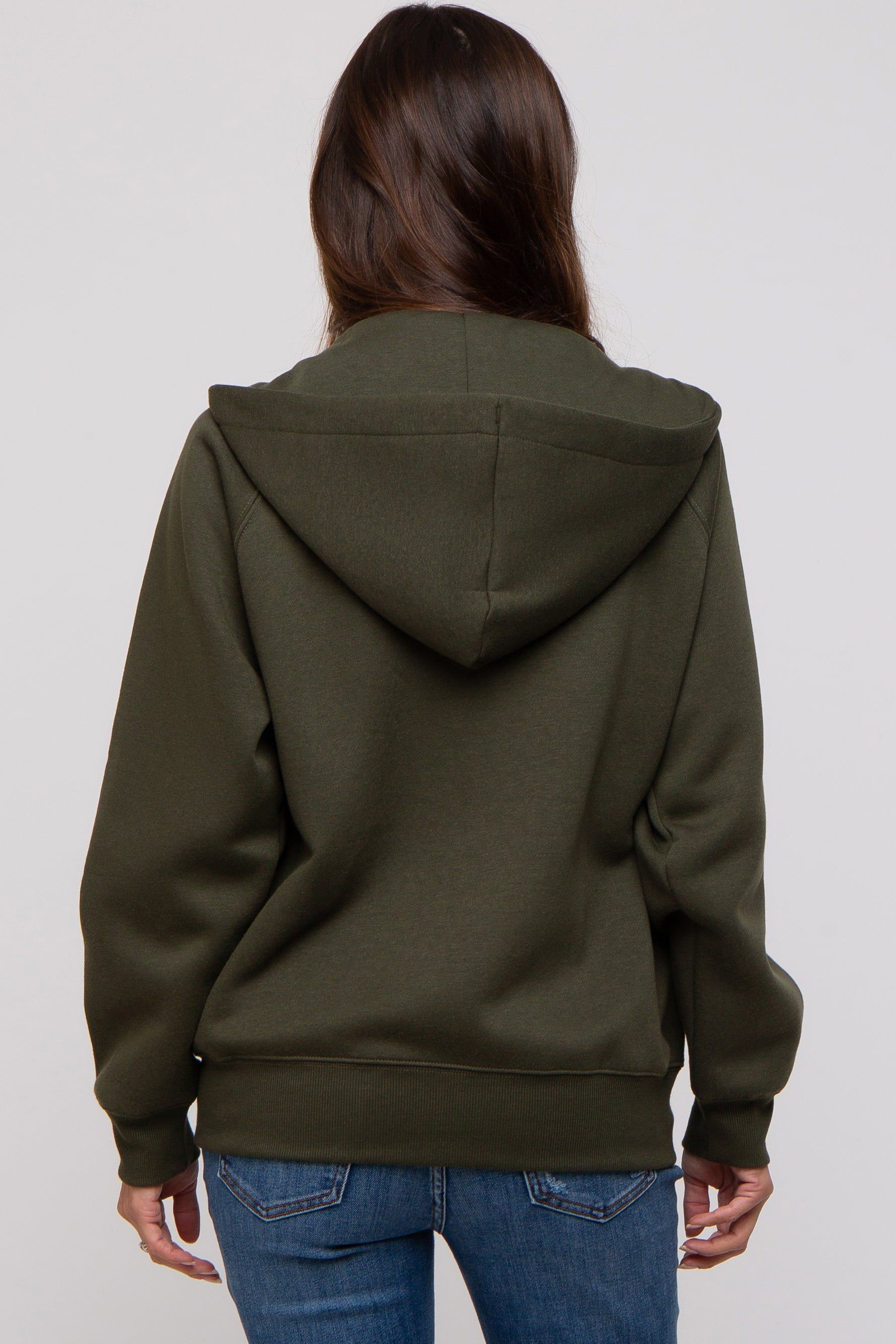 Olive Front Zipper Hooded Maternity Sweater sold by Pinkblush product image thumbnail 3