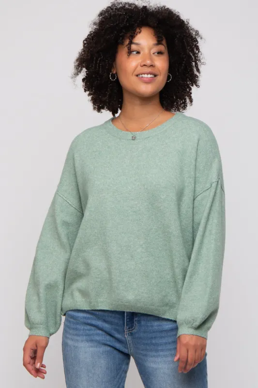 Mint Green Basic Drop Shoulder Sweater sold by Pinkblush