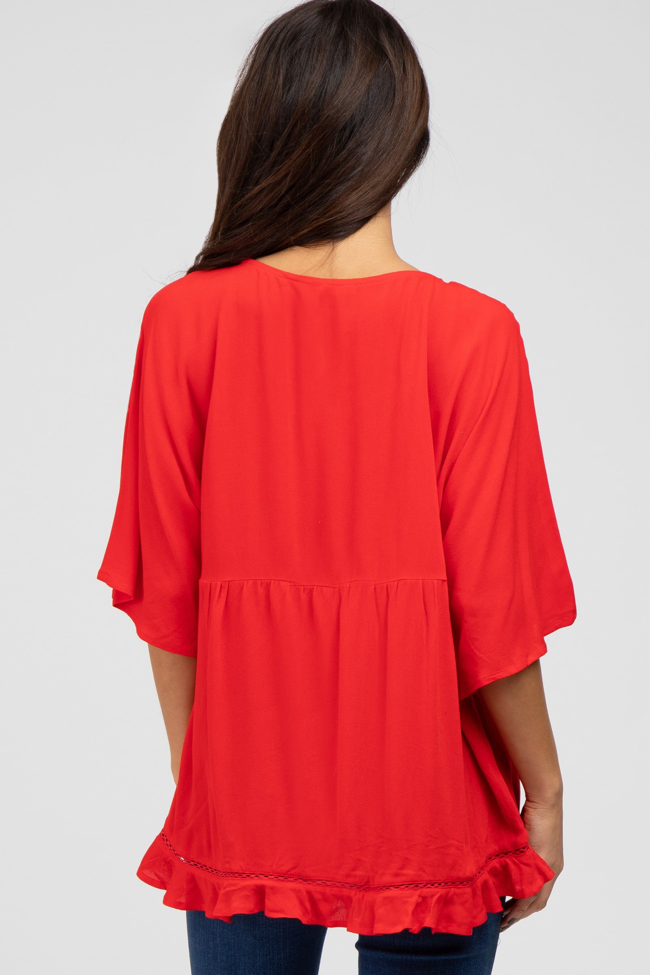 Red Crochet Accent Dolman Top sold by Pinkblush product image thumbnail 3