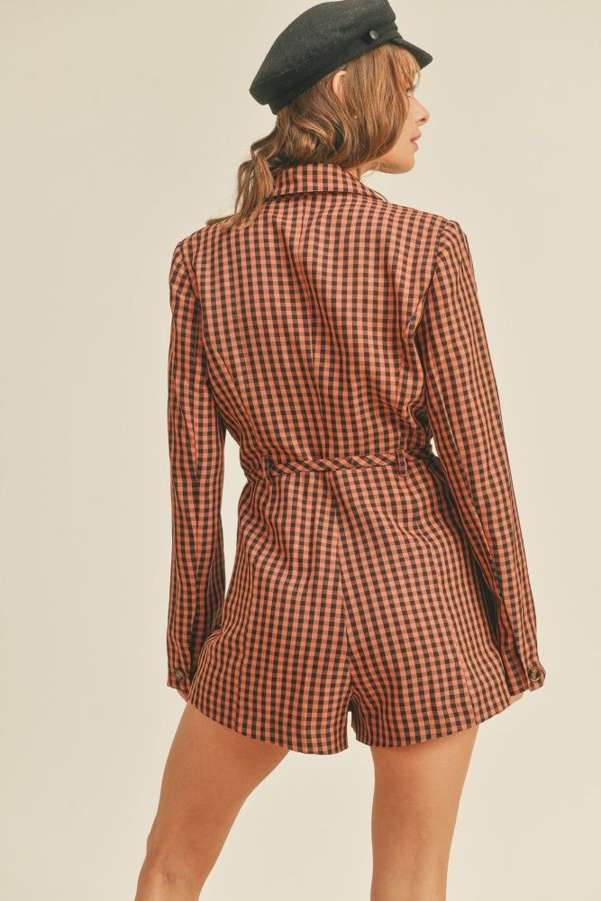 Clay Black Gingham Blazer Romper sold by Pinkblush product image thumbnail 4