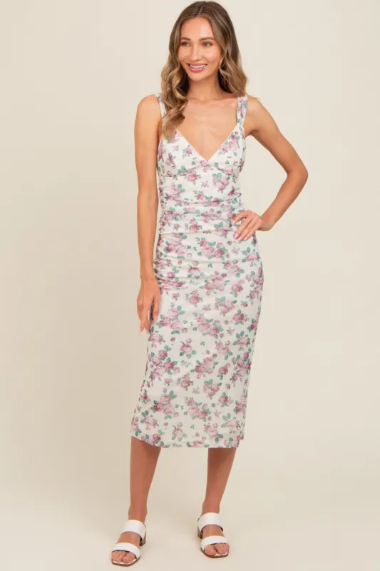 Cream Floral Mesh Lace Top Dress sold by Pinkblush