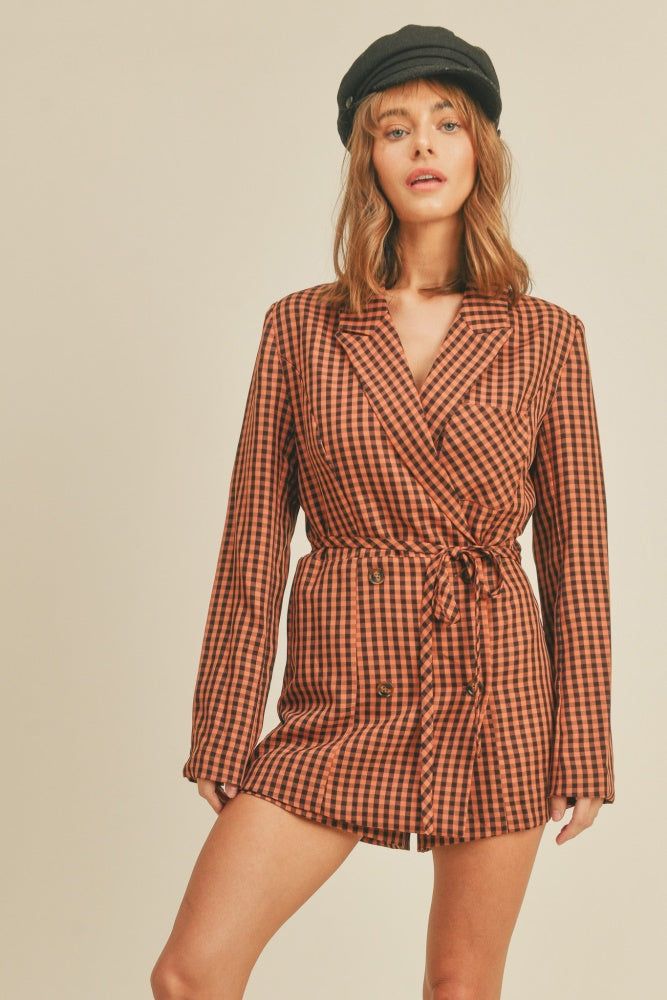 Clay Black Gingham Blazer Romper sold by Pinkblush product image thumbnail 2
