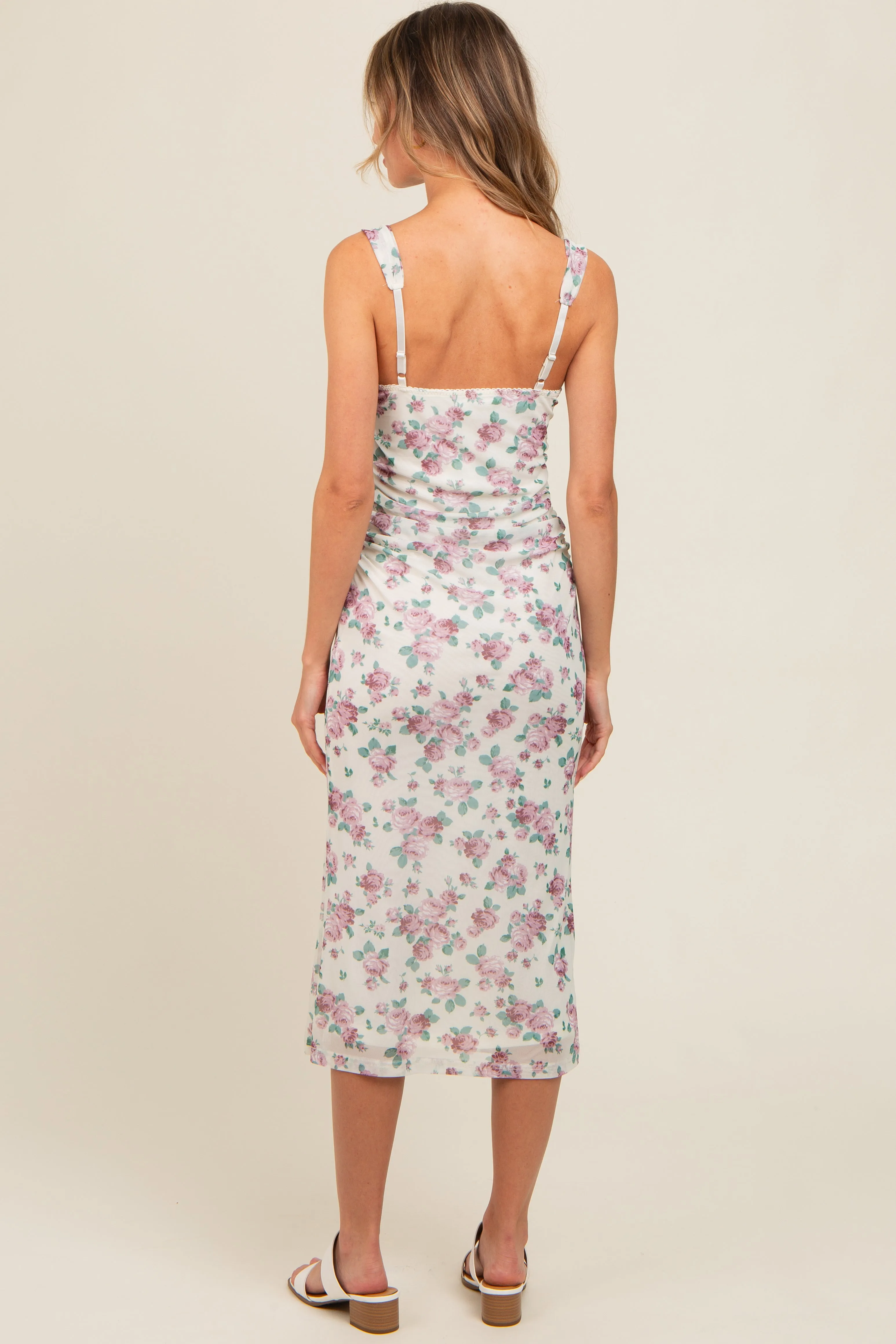 Cream Floral Mesh Lace Top Dress sold by Pinkblush product image thumbnail 4