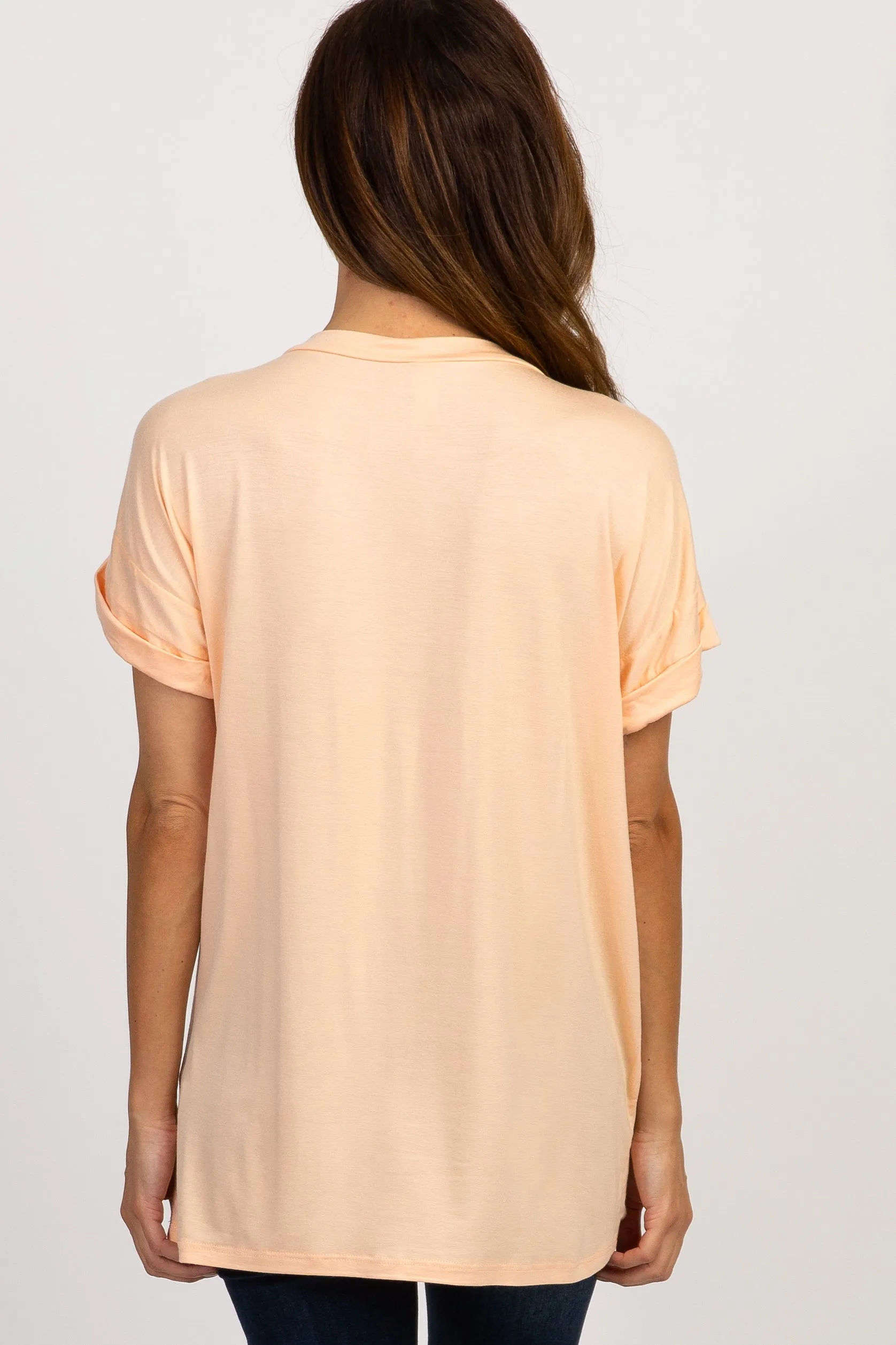 Peach Basic V Neck Tee sold by Pinkblush product image thumbnail 3