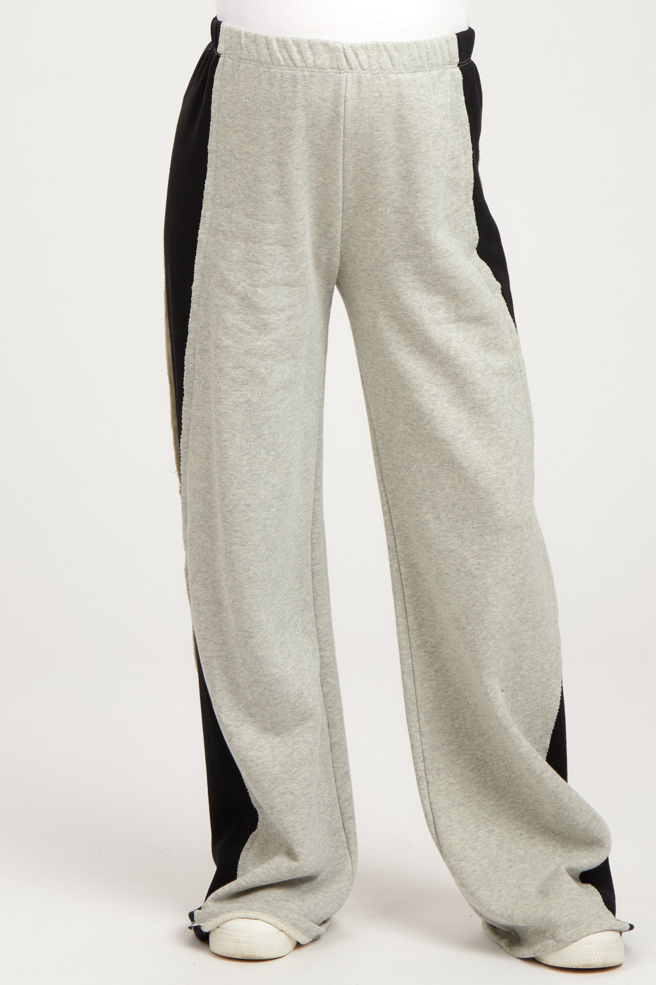 Heather Grey Contrast Side Wide Leg Fleece Maternity Lounge Pants sold by Pinkblush product image thumbnail 2