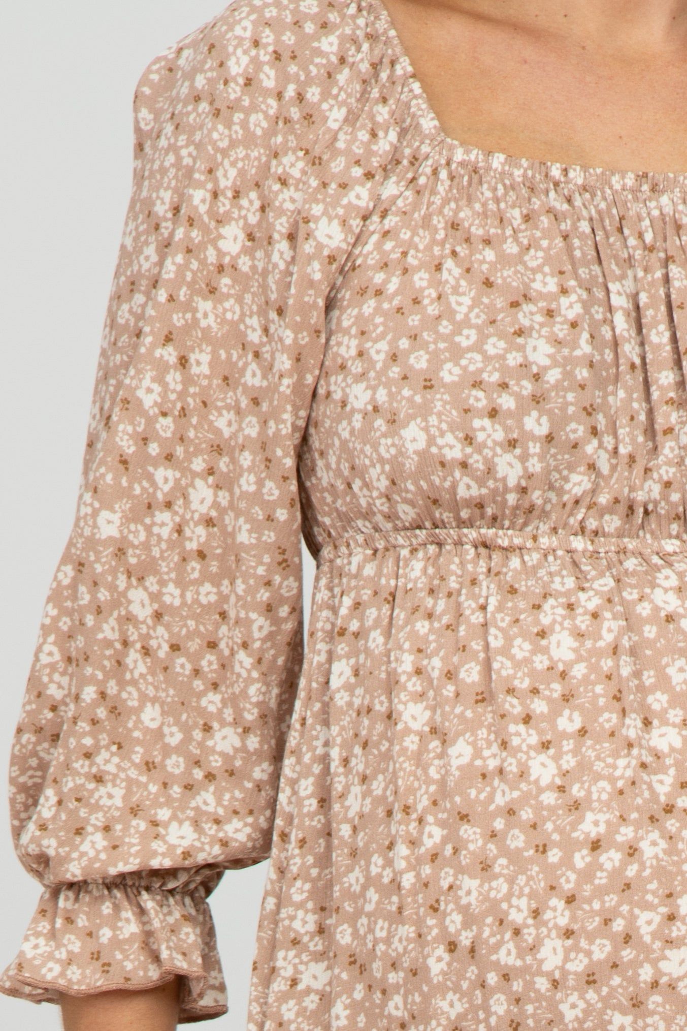 Taupe Floral 3/4 Sleeve Maternity Dress sold by Pinkblush product image thumbnail 5