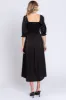Black Satin Smocked Midi Dress sold by Pinkblush