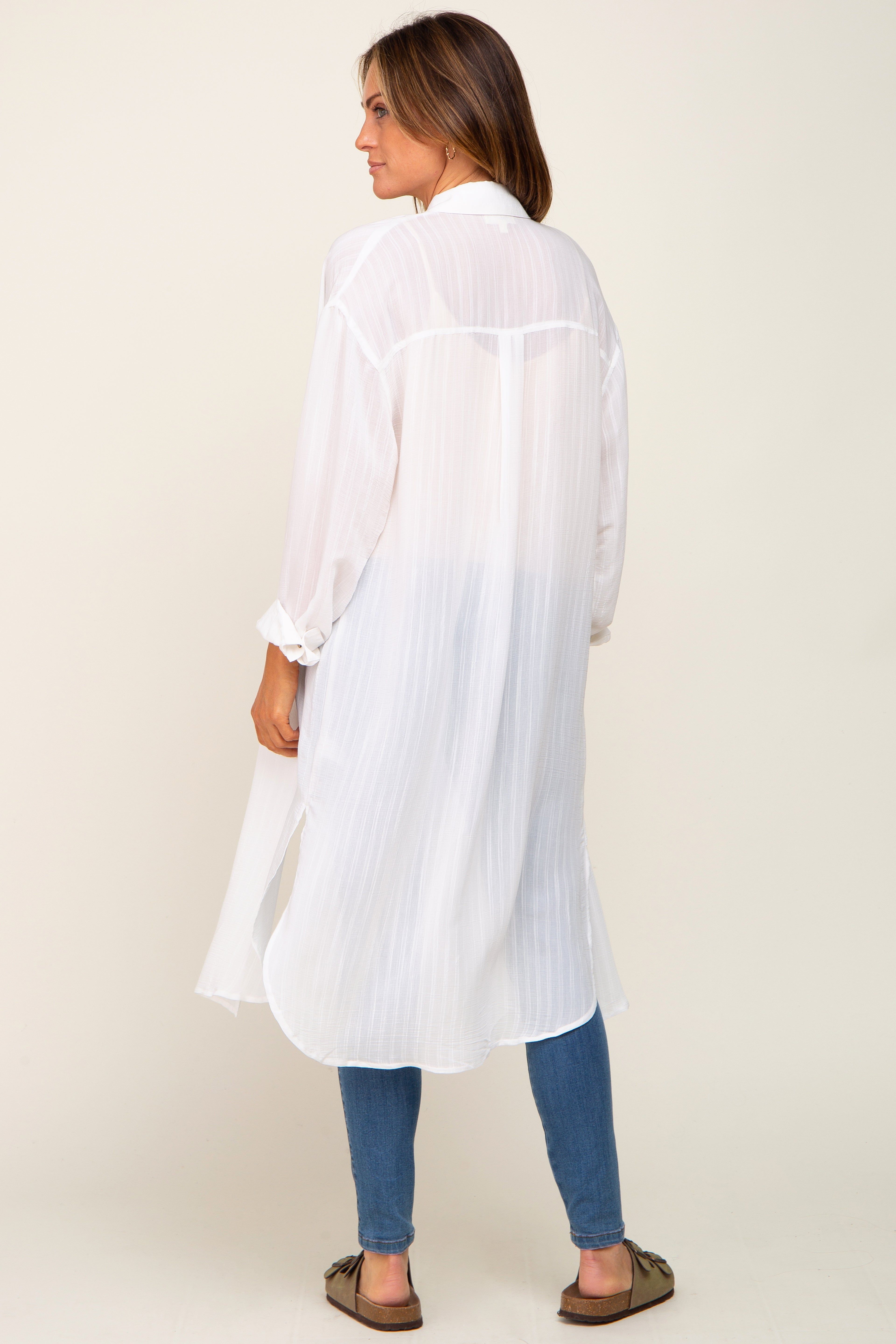 White Striped Lightweight Button Down Top sold by Pinkblush product image thumbnail 3