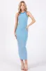 Blue Ribbed Knit Sleeveless Fitted Maternity Midi Dress sold by Pinkblush