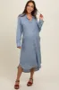 Blue Button Down Maternity Midi Dress sold by Pinkblush