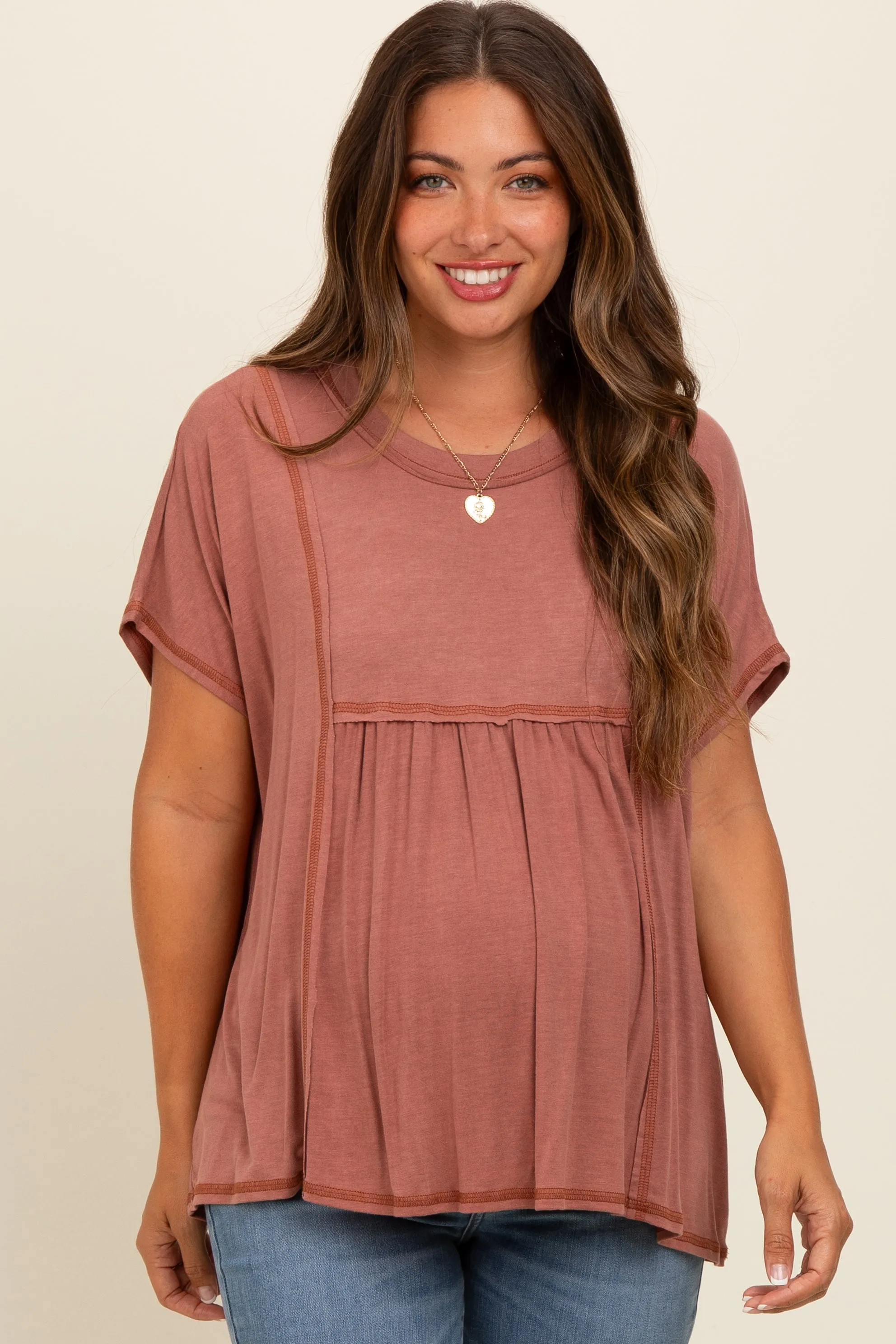 Rust Flutter Sleeve Maternity Top sold by Pinkblush product image thumbnail 2
