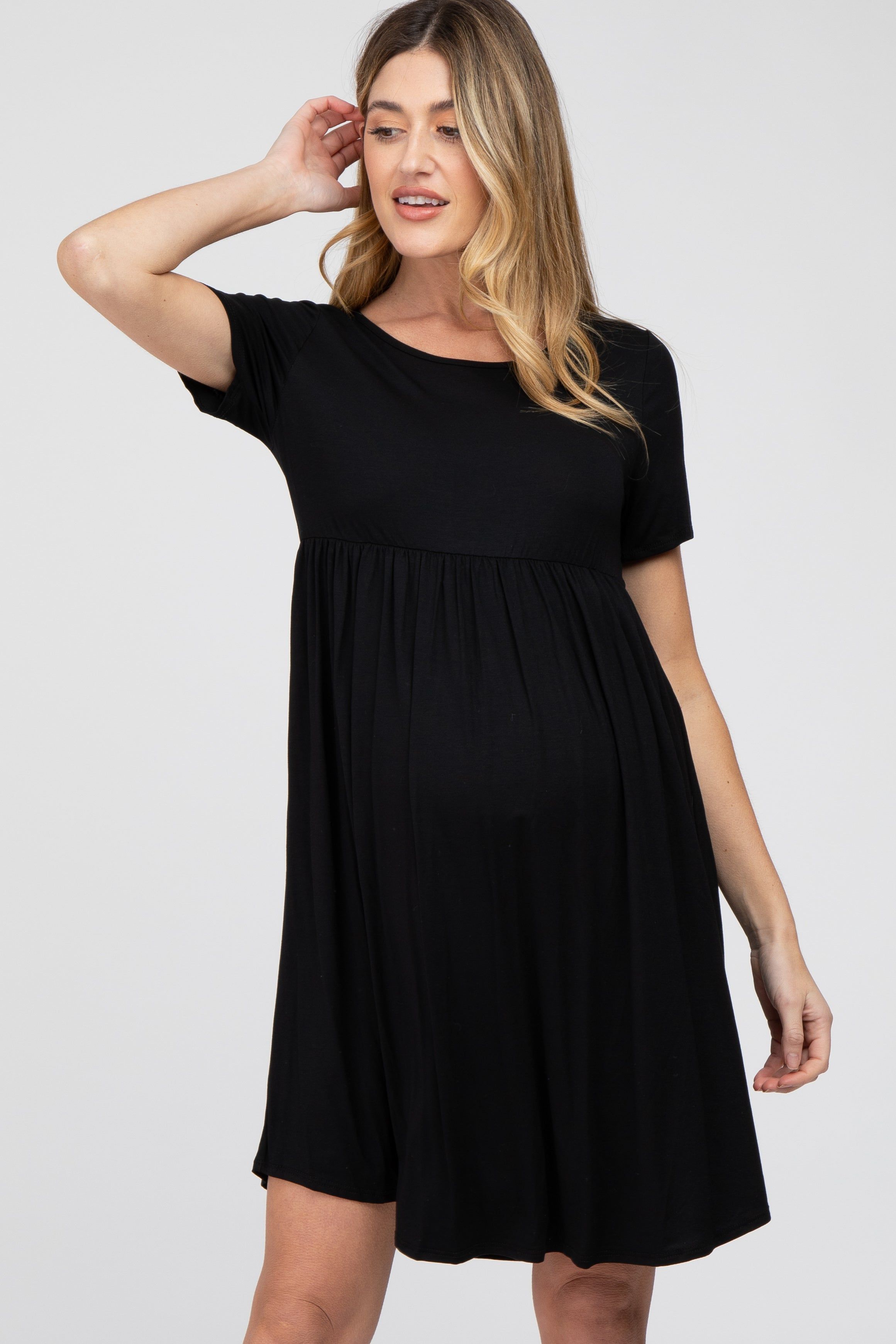 Black Babydoll Round Hem Maternity Dress sold by Pinkblush product image thumbnail 2