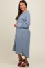 Blue Button Down Maternity Midi Dress sold by Pinkblush