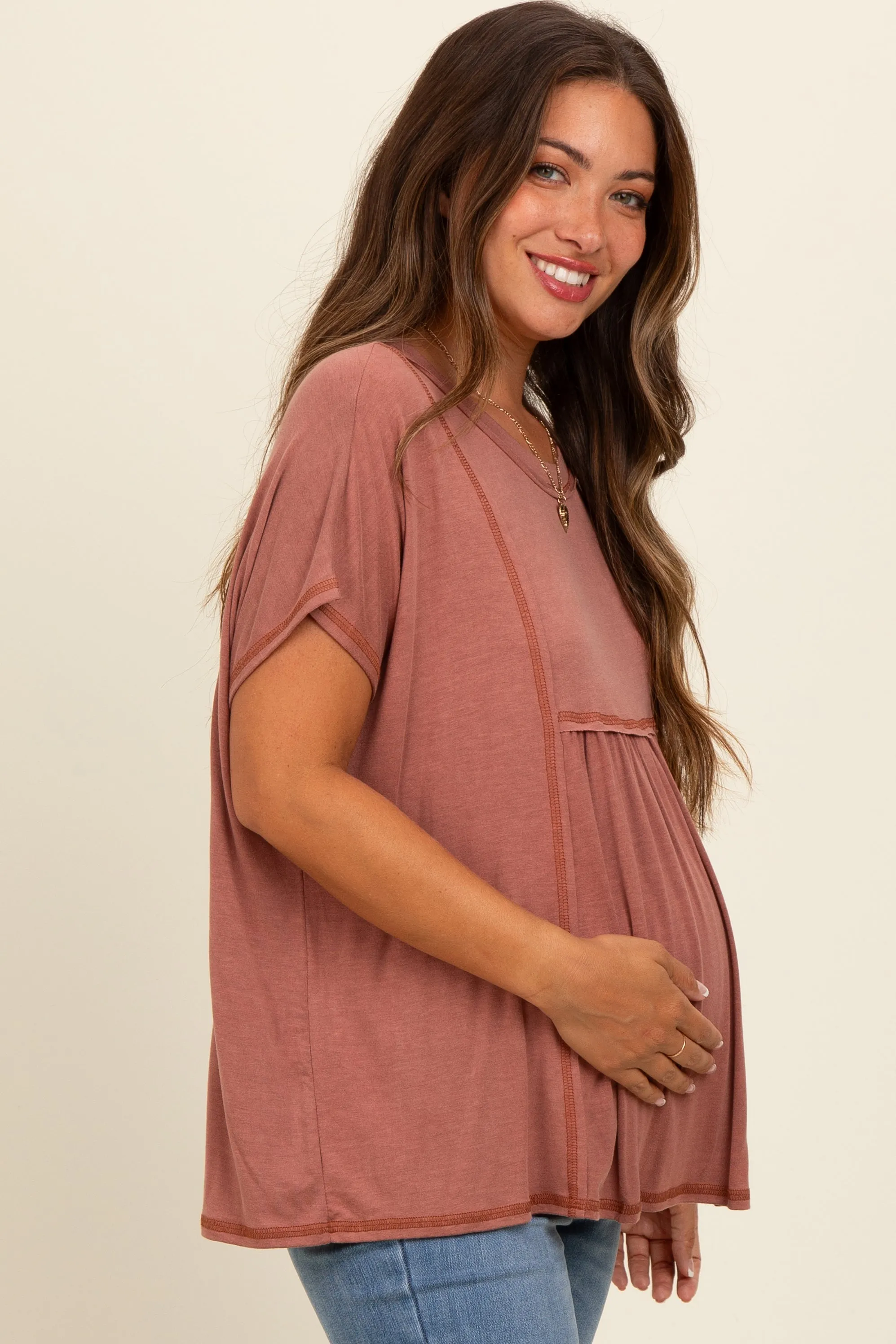 Rust Flutter Sleeve Maternity Top sold by Pinkblush product image thumbnail 3