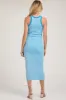 Blue Ribbed Knit Sleeveless Fitted Maternity Midi Dress sold by Pinkblush