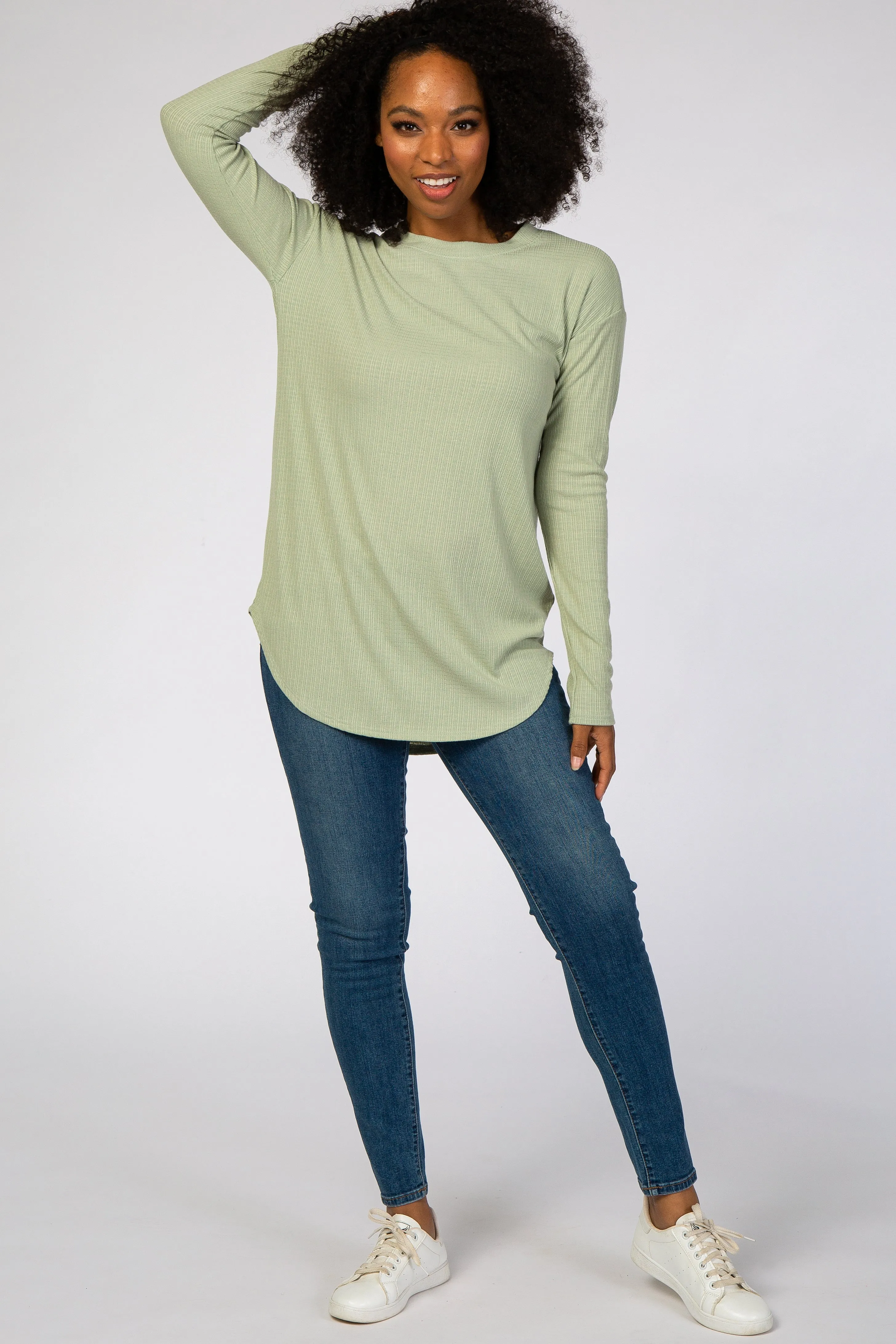 Green Long Sleeve Ribbed Top sold by Pinkblush product image thumbnail 4