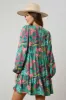 Green Floral V-Neck Ruffle Hem Dress sold by Pinkblush